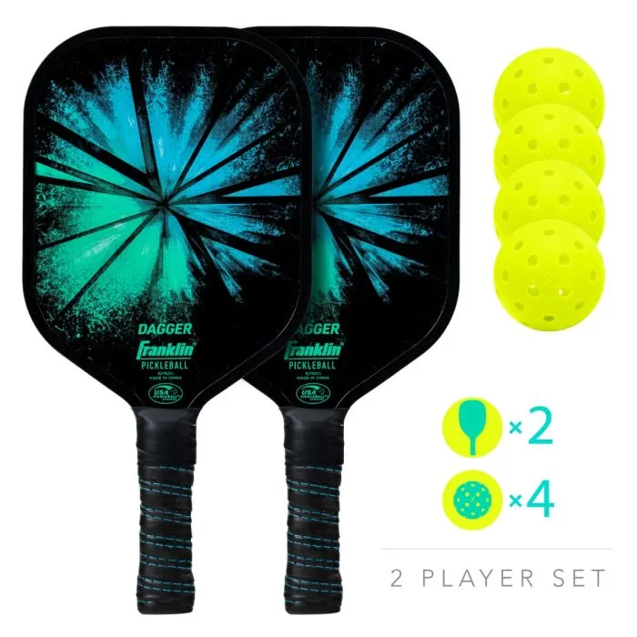 2-Player Set Dagger Fiberglass Pickleball Paddles and Balls 52755