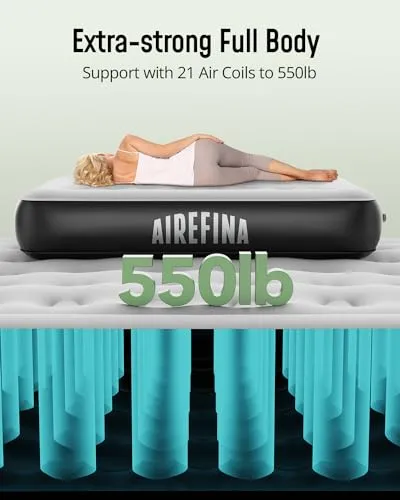 Airefina Twin Air Mattress with Built-in Pump Raised, 13" Blow up Mattress in 2 Mins Quick Inflation/Deflation, Twin Inflatable Mattress Bed with Flocked Top for Camping, Home, Portable 75x39x13in