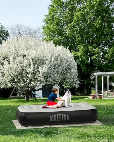 Airefina Twin Air Mattress with Built-in Pump Raised, 13" Blow up Mattress in 2 Mins Quick Inflation/Deflation, Twin Inflatable Mattress Bed with Flocked Top for Camping, Home, Portable 75x39x13in