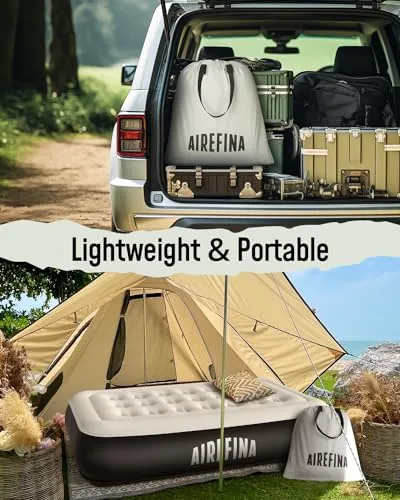 Airefina Twin Air Mattress with Built-in Pump Raised, 13" Blow up Mattress in 2 Mins Quick Inflation/Deflation, Twin Inflatable Mattress Bed with Flocked Top for Camping, Home, Portable 75x39x13in