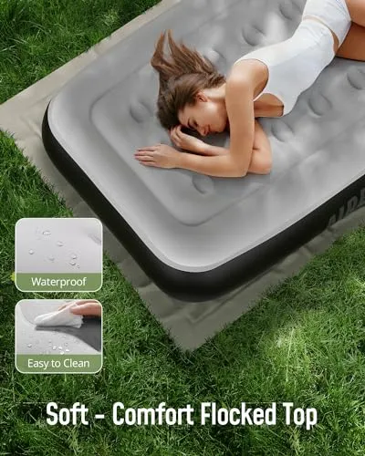 Airefina Twin Air Mattress with Built-in Pump Raised, 13" Blow up Mattress in 2 Mins Quick Inflation/Deflation, Twin Inflatable Mattress Bed with Flocked Top for Camping, Home, Portable 75x39x13in