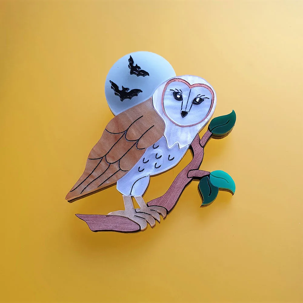 Barn Owl Brooch by Cherryloco