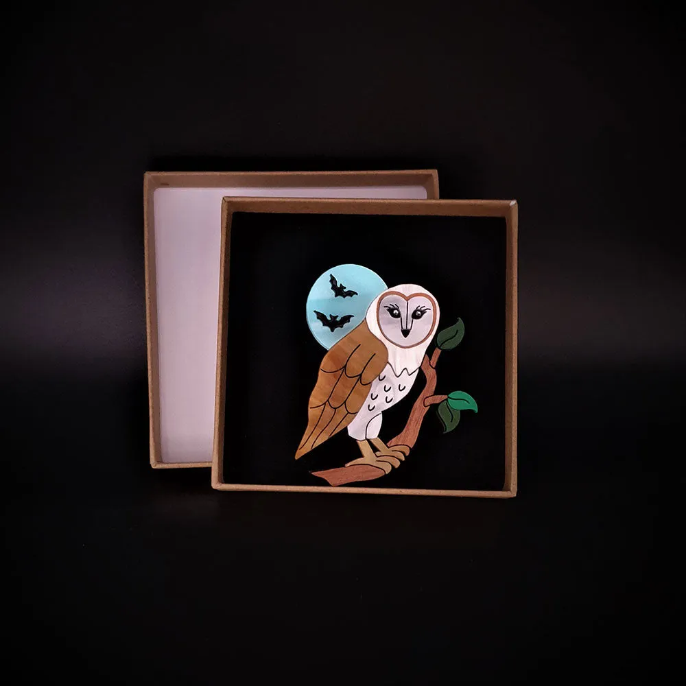Barn Owl Brooch by Cherryloco