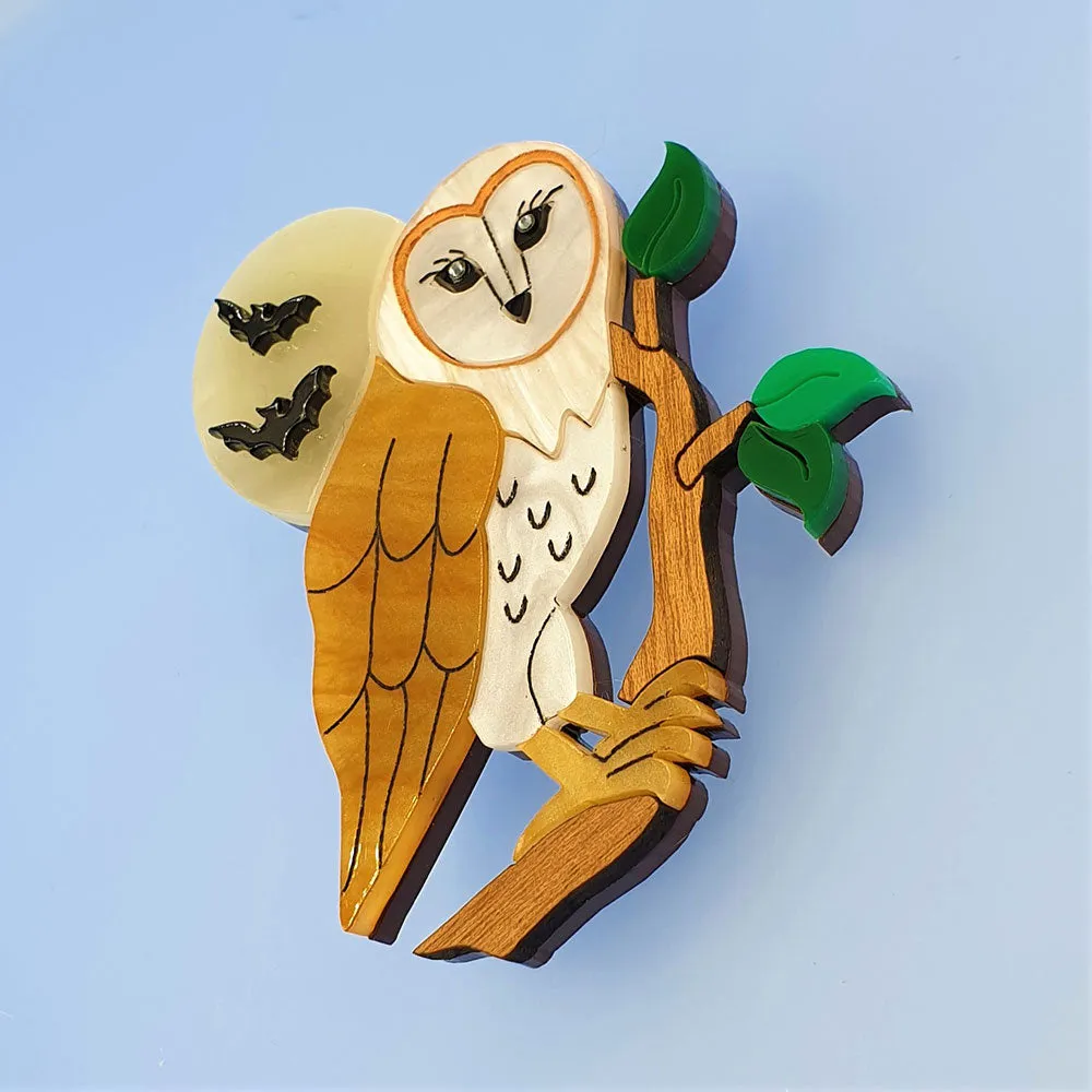 Barn Owl Brooch by Cherryloco