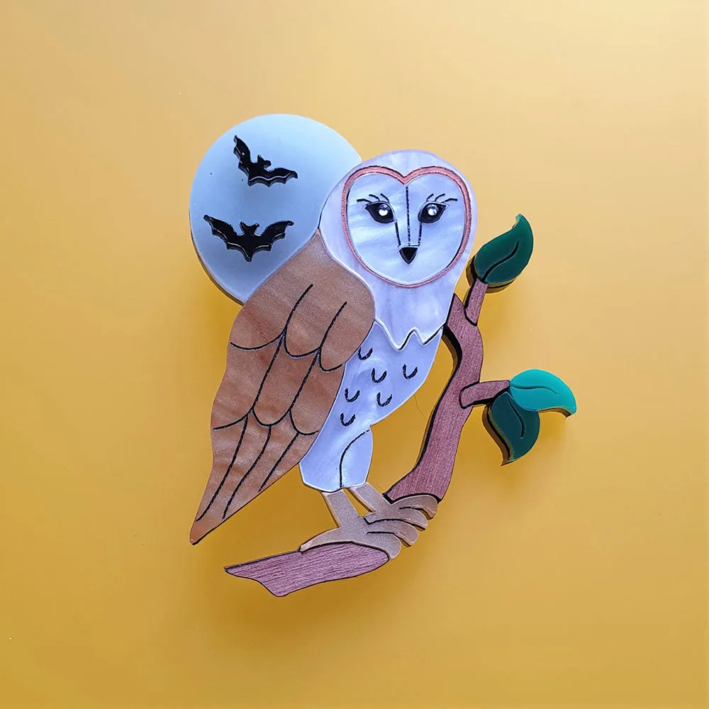 Barn Owl Brooch by Cherryloco