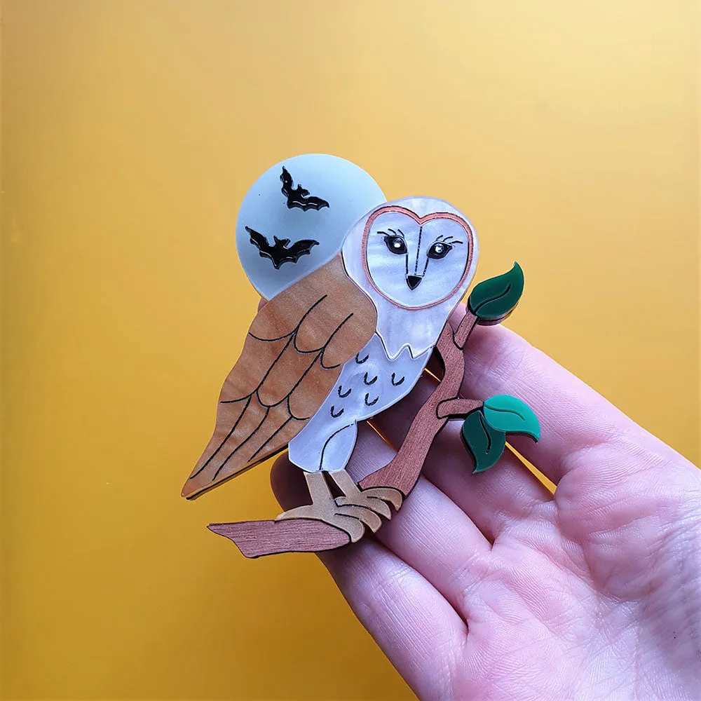 Barn Owl Brooch by Cherryloco