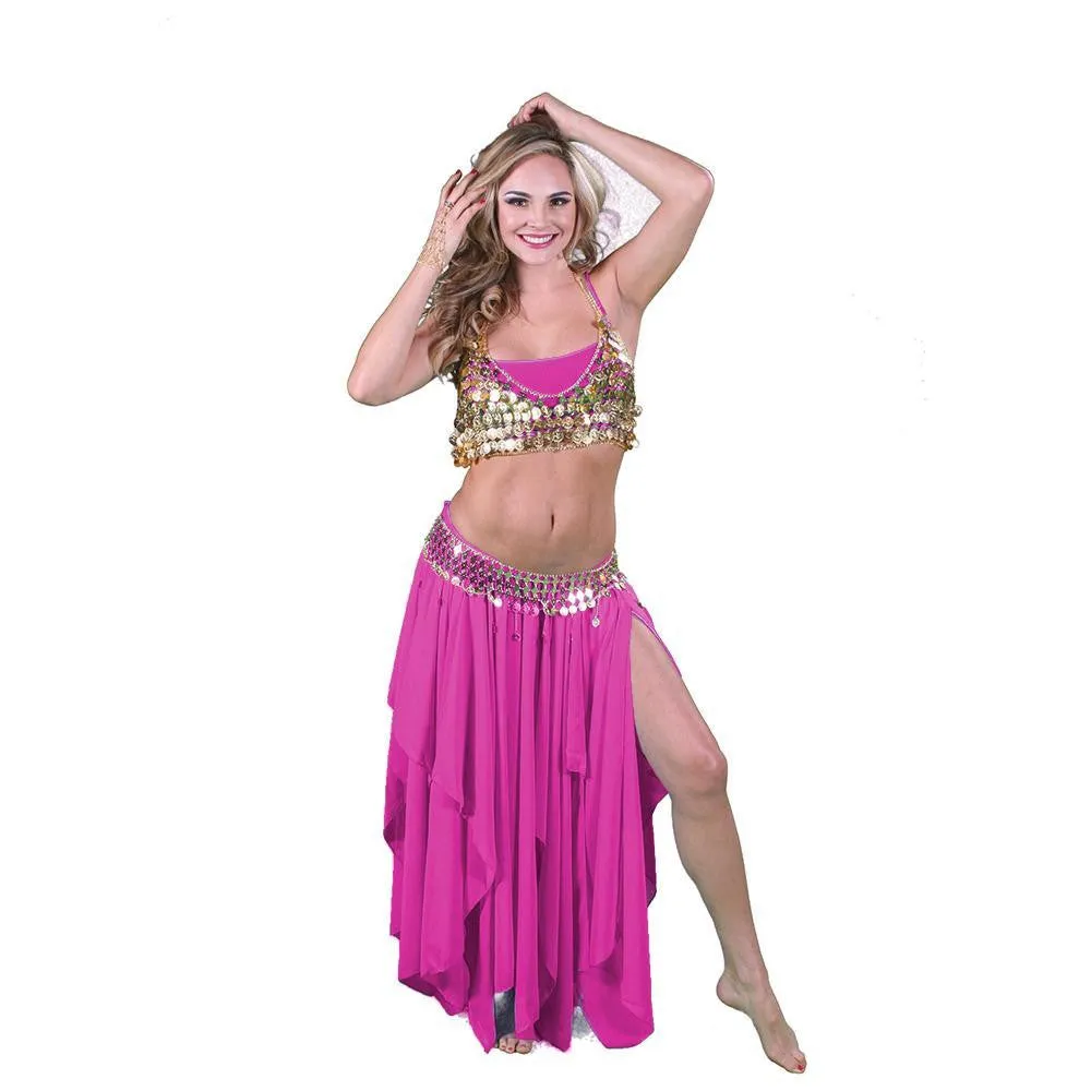 Belly Dance Skirt, Coin Bra, & Coin Belt Costume Set | ONYXRAVE