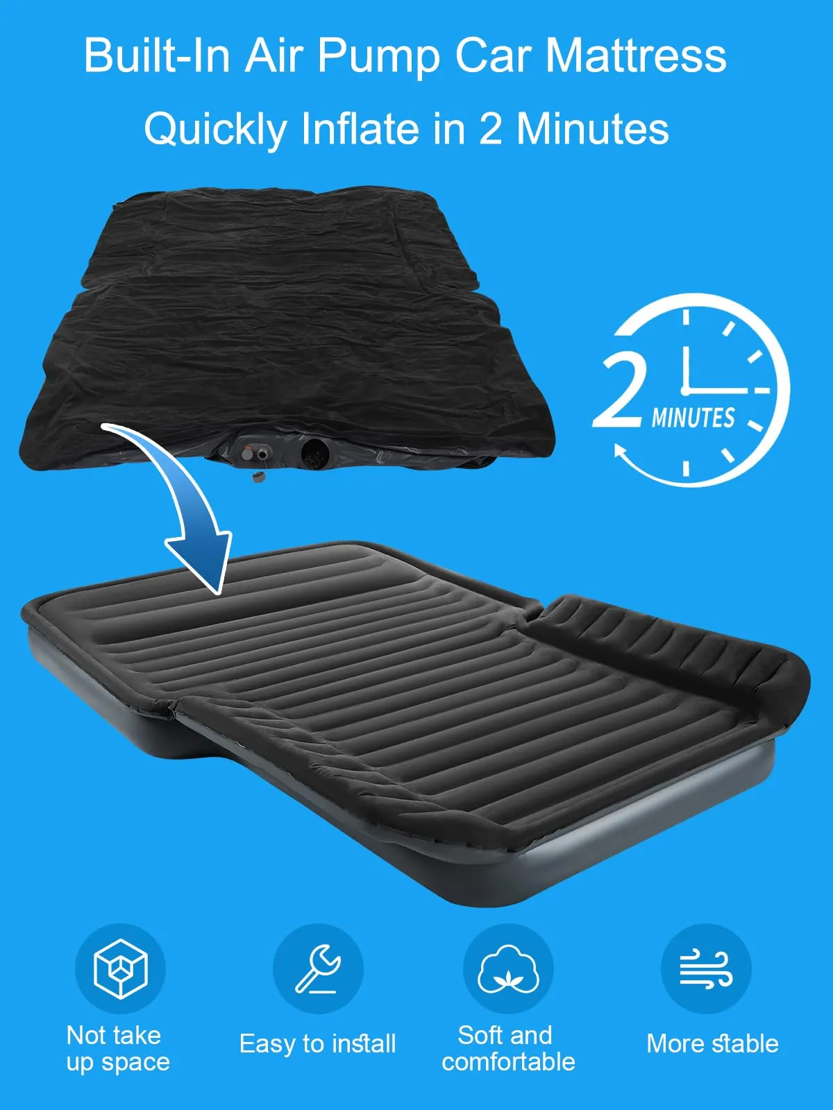 Canodoky Upgraded SUV Air Mattress with Cordless Built-in Pump & 'Mattress Wings', 7-inch Height car Mattress | Car Camping Mattress for Mid/Large SUV, Minivan, Truck | 660 lb Capacity