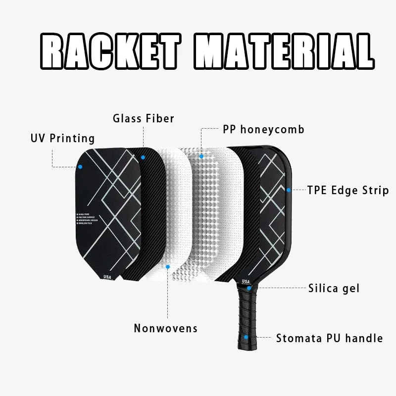 Fiberglass Pickleball Paddles Set Lightweight Portable Defensive Paddles Fiberglass Set