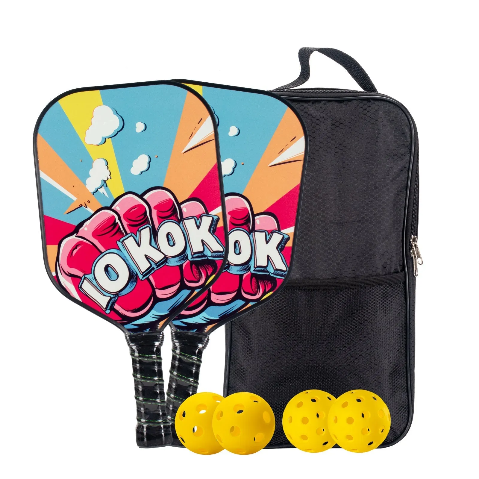 Fiberglass Pickleball Paddles Set Lightweight Portable Defensive Paddles Fiberglass Set