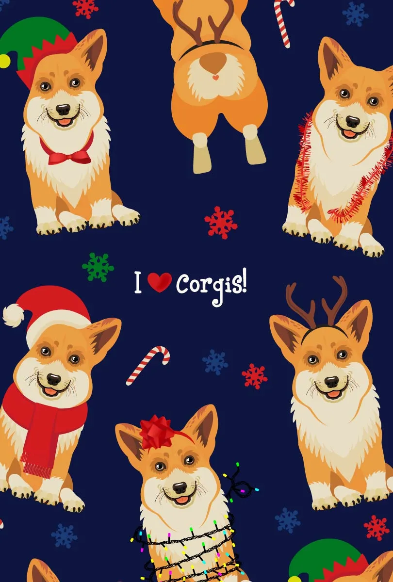 Happy Corgis Lucy Navy Blue Christmas Doggy Print Leggings - Girls