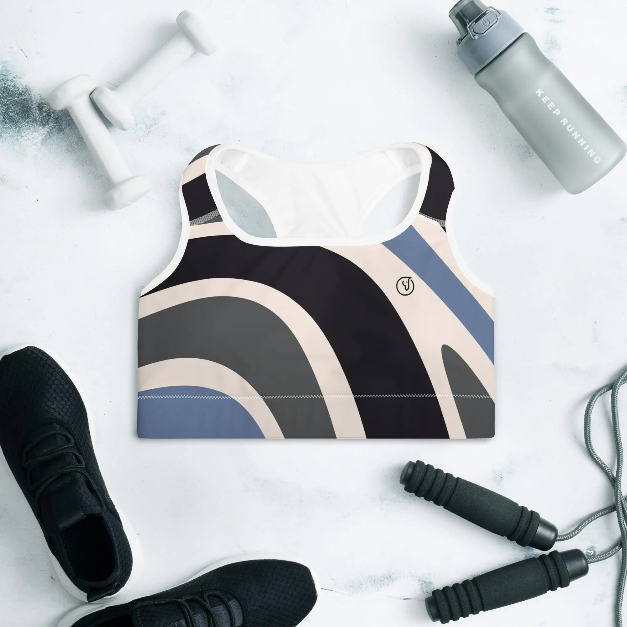 Humble Sportswear™ Abstract Black Padded Dri-Fit Sports Bra