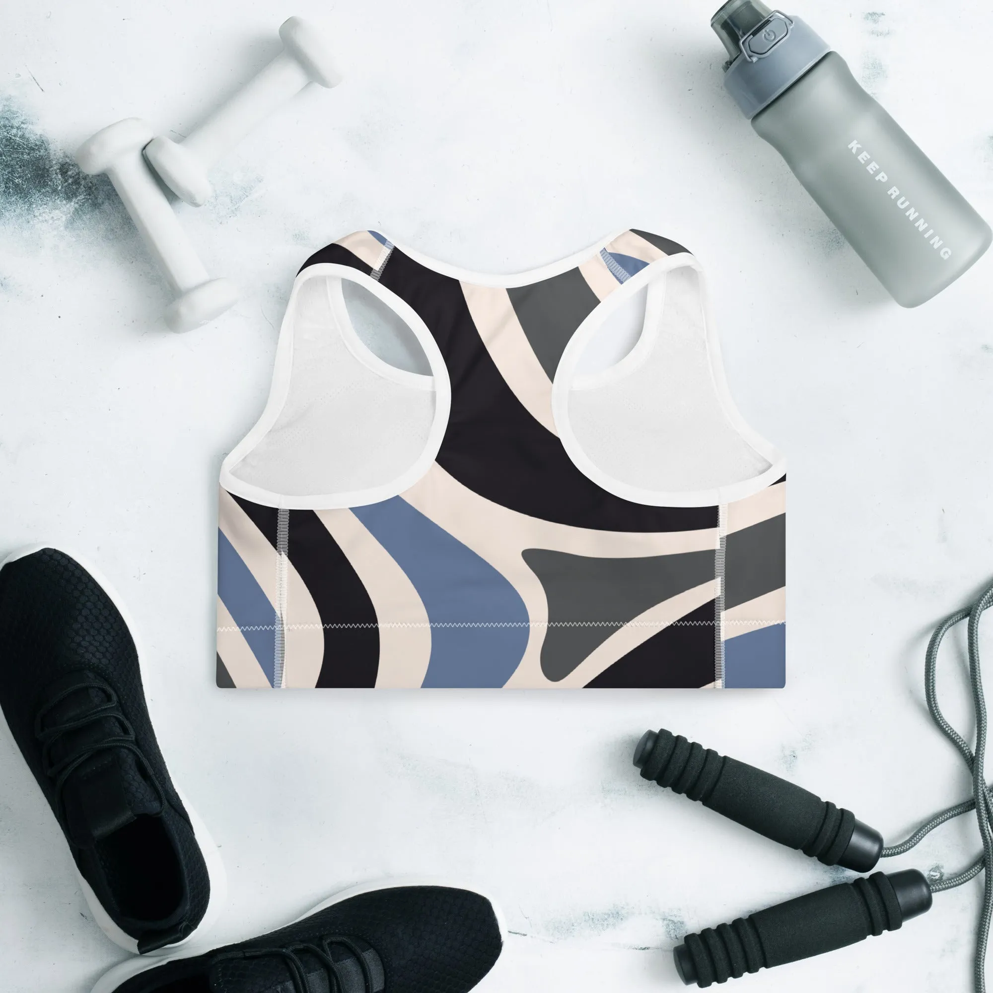 Humble Sportswear™ Abstract Black Padded Dri-Fit Sports Bra