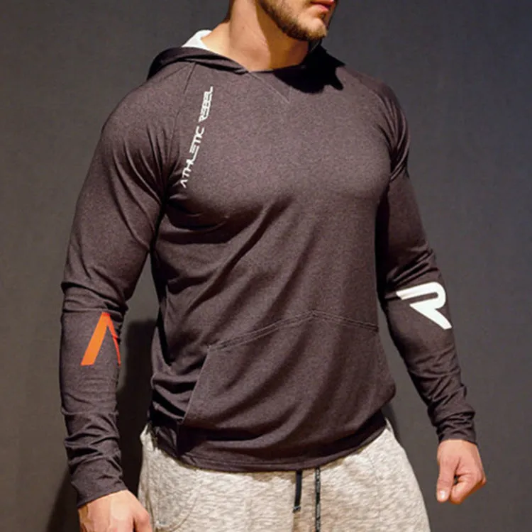 Moisture Wicking Hoodie Spring and Autumn Hooded T-shirt Male Brother Fitness Leisure Sports