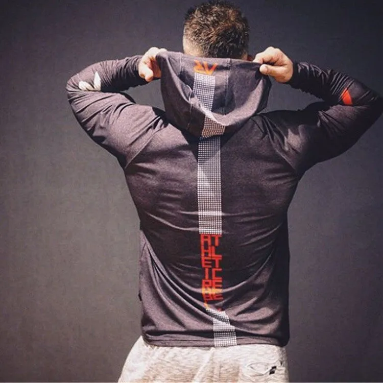 Moisture Wicking Hoodie Spring and Autumn Hooded T-shirt Male Brother Fitness Leisure Sports