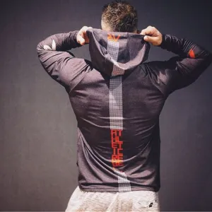 Moisture Wicking Hoodie Spring and Autumn Hooded T-shirt Male Brother Fitness Leisure Sports