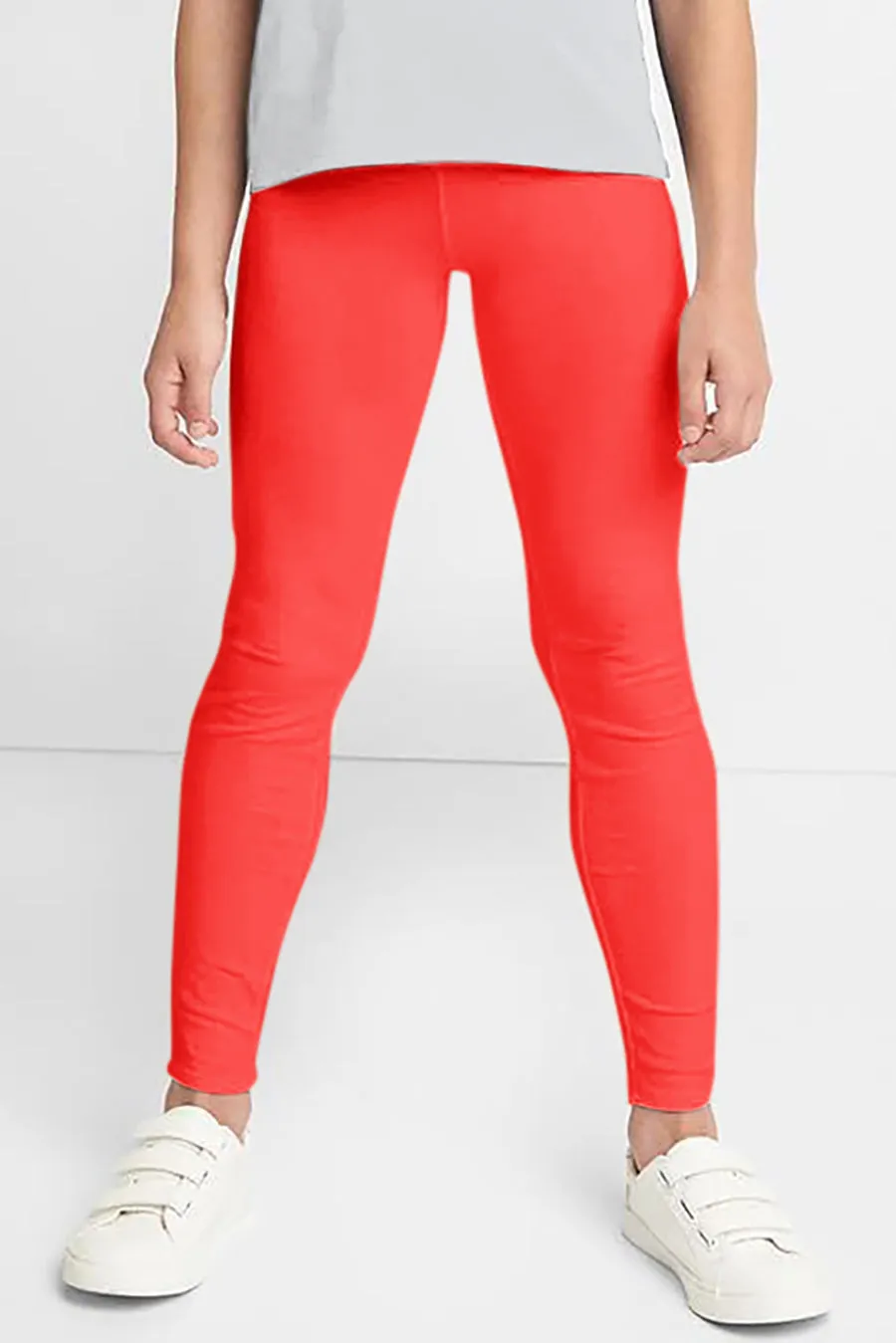 Neon Coral UV 50  Lucy Bright Recyclable Cute Stretchy Leggings - Kids