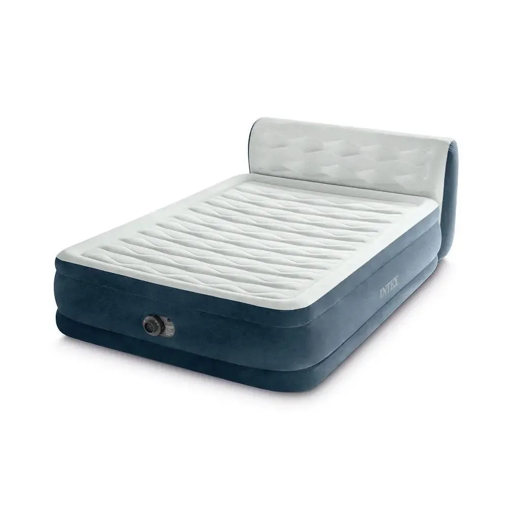 New - Intex 18" Pillow Top Air Mattress with Electric Pump and Headboard - Queen Size