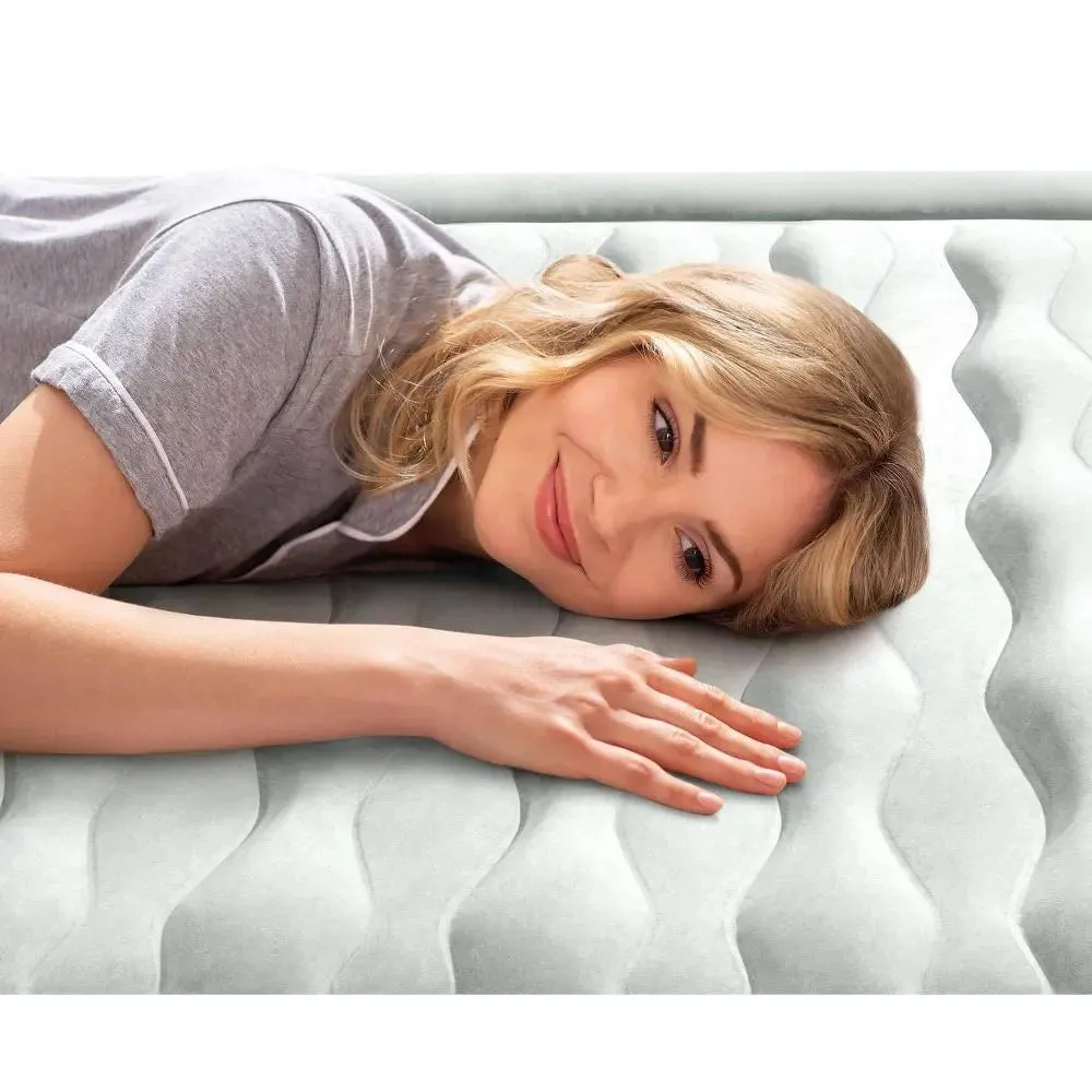 New - Intex 18" Pillow Top Air Mattress with Electric Pump and Headboard - Queen Size