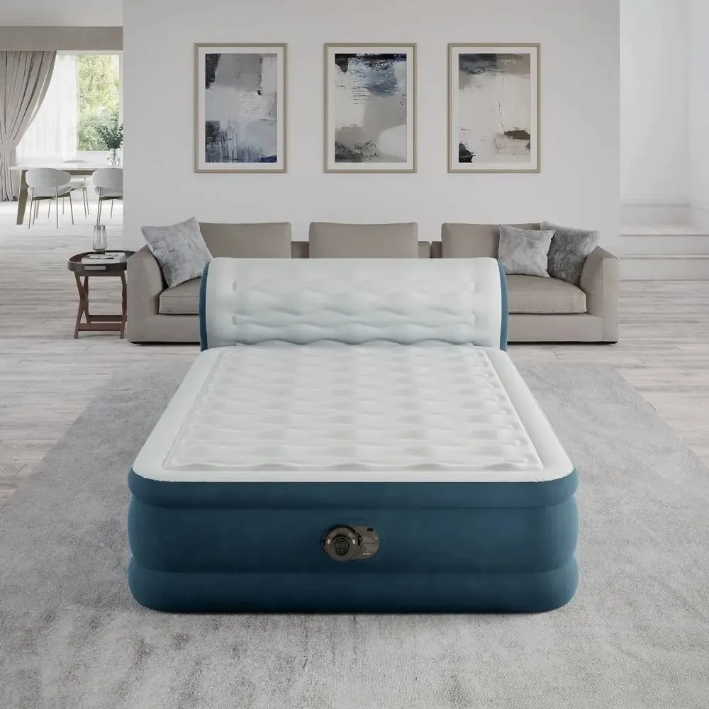 New - Intex 18" Pillow Top Air Mattress with Electric Pump and Headboard - Queen Size