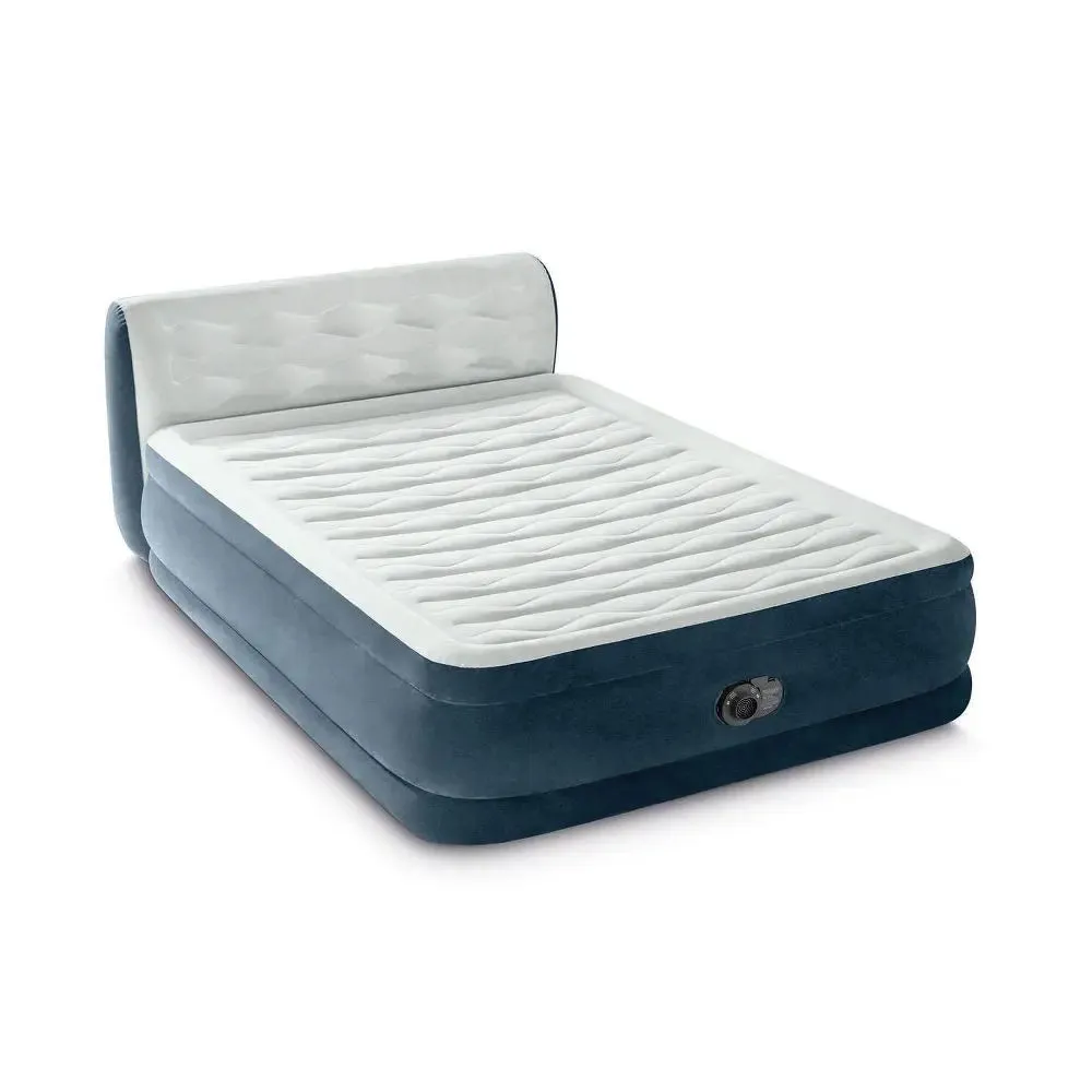 New - Intex 18" Pillow Top Air Mattress with Electric Pump and Headboard - Queen Size