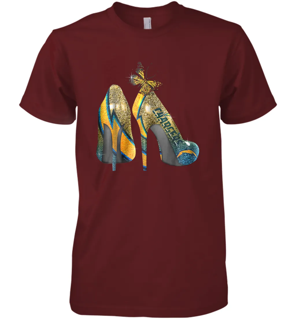 NFL Los Angeles Chargers High Heel Butterfly Rhinestone Men's Premium T-Shirt