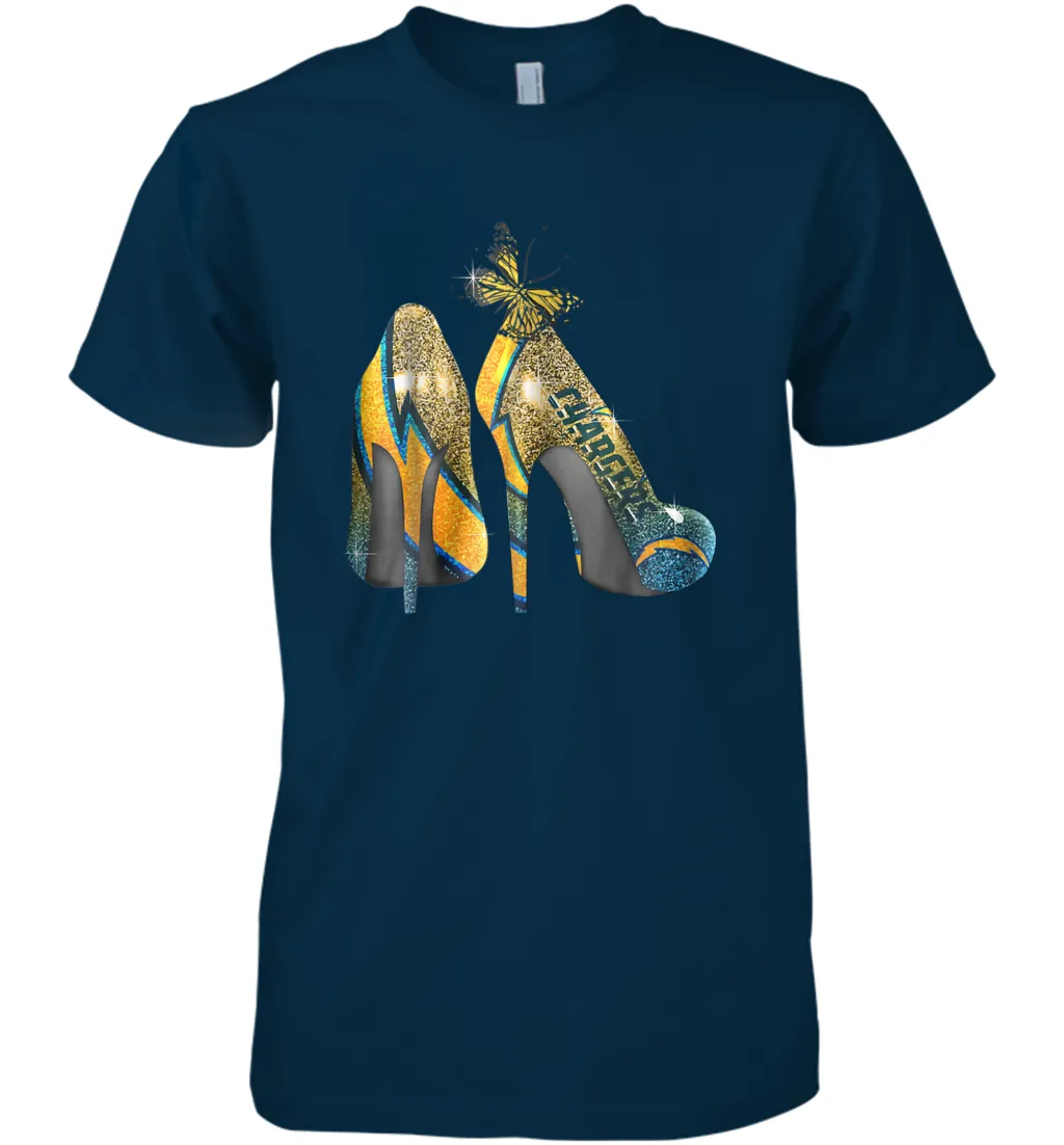 NFL Los Angeles Chargers High Heel Butterfly Rhinestone Men's Premium T-Shirt