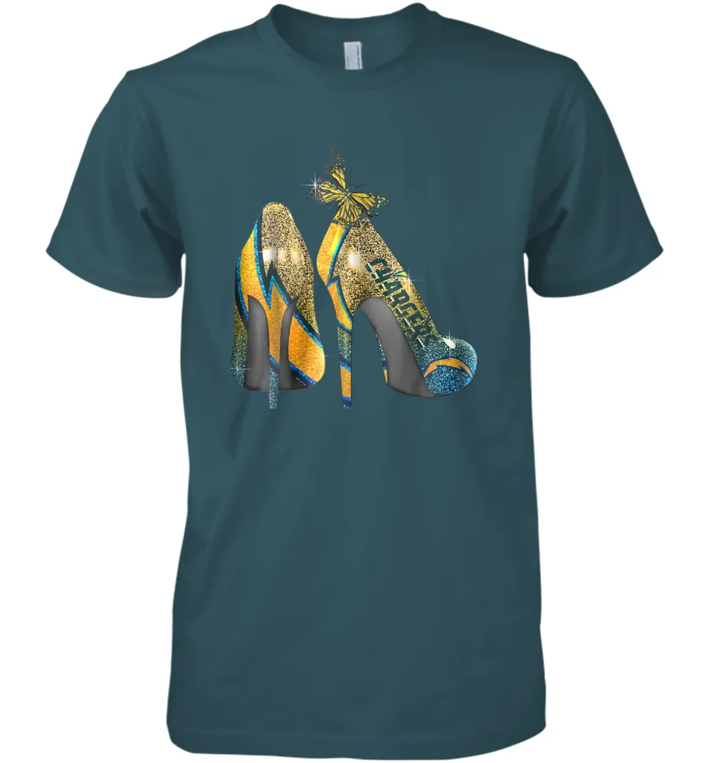 NFL Los Angeles Chargers High Heel Butterfly Rhinestone Men's Premium T-Shirt