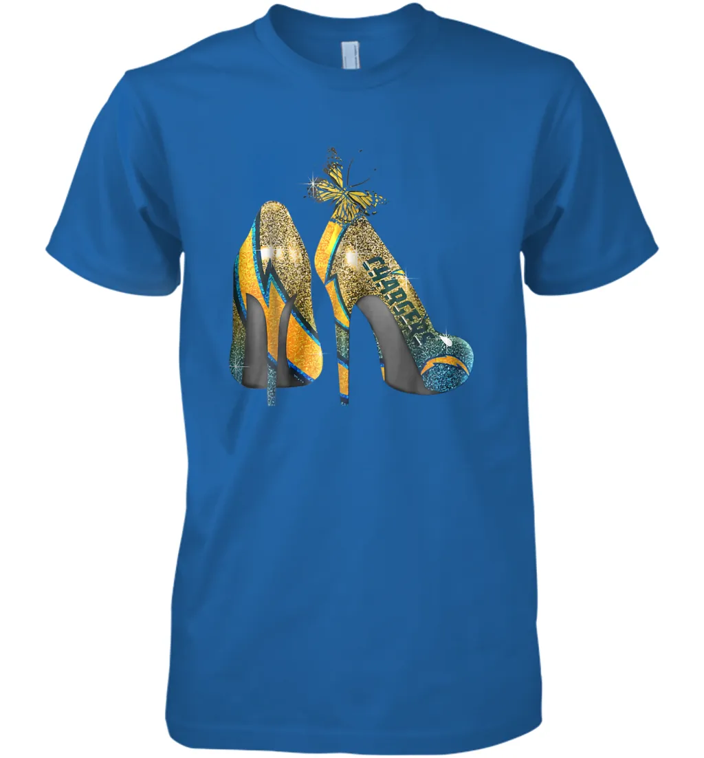 NFL Los Angeles Chargers High Heel Butterfly Rhinestone Men's Premium T-Shirt