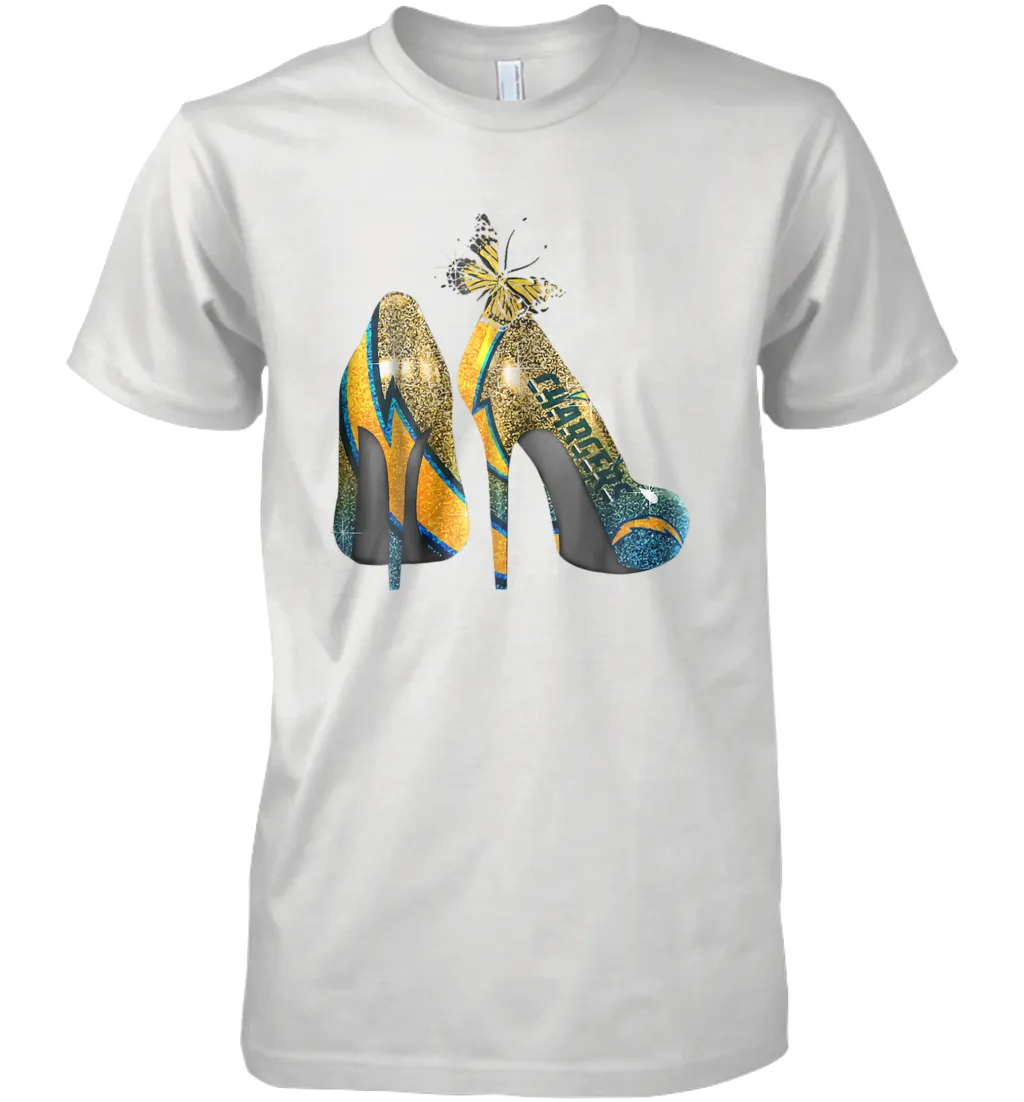 NFL Los Angeles Chargers High Heel Butterfly Rhinestone Men's Premium T-Shirt