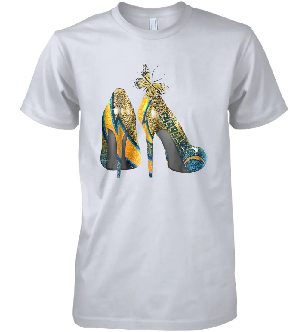 NFL Los Angeles Chargers High Heel Butterfly Rhinestone Men's Premium T-Shirt