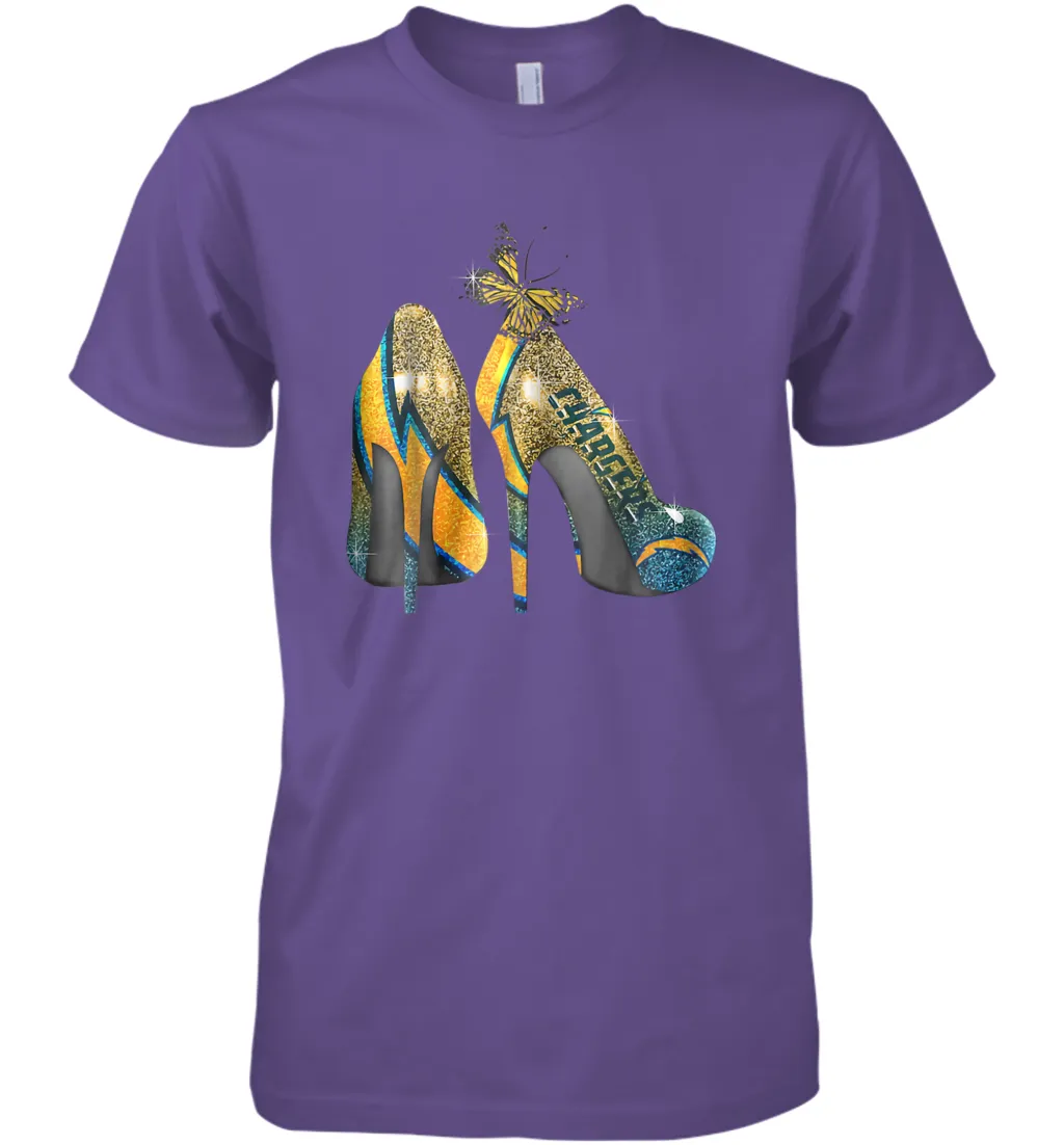NFL Los Angeles Chargers High Heel Butterfly Rhinestone Men's Premium T-Shirt