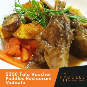 Paddles Restaurant - Matautu, Apia WS$200 Tala Dinner Voucher