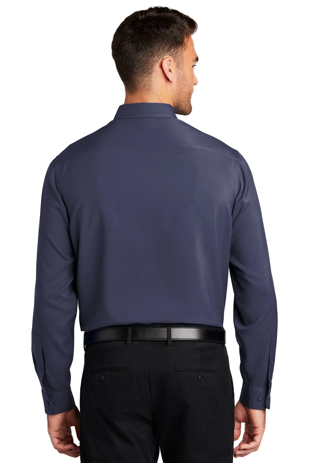 Port Authority Ladies Long Sleeve Performance Custom Staff Shirts, True Navy