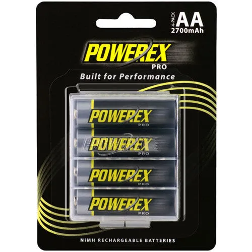 PowerEx PRO AA Batteries (4-Pack) - 2700mAh, Low Self-Discharge