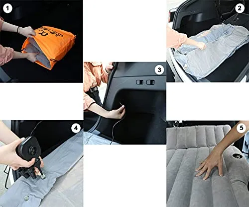 Tesla Air Mattress Camping Back Seat Car Air Bed Travel Inflatable Vehicle SUV Soft Flocking Portable for Camping Travel(with Air Pump) Model S/X/3/Y Gen 2